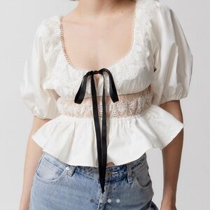 For Love And Lemons White Lace Blouse